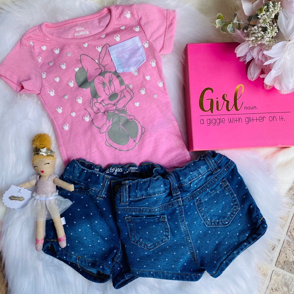 Minnie Mouse Shirt and 2 pair of shorts! 18mo